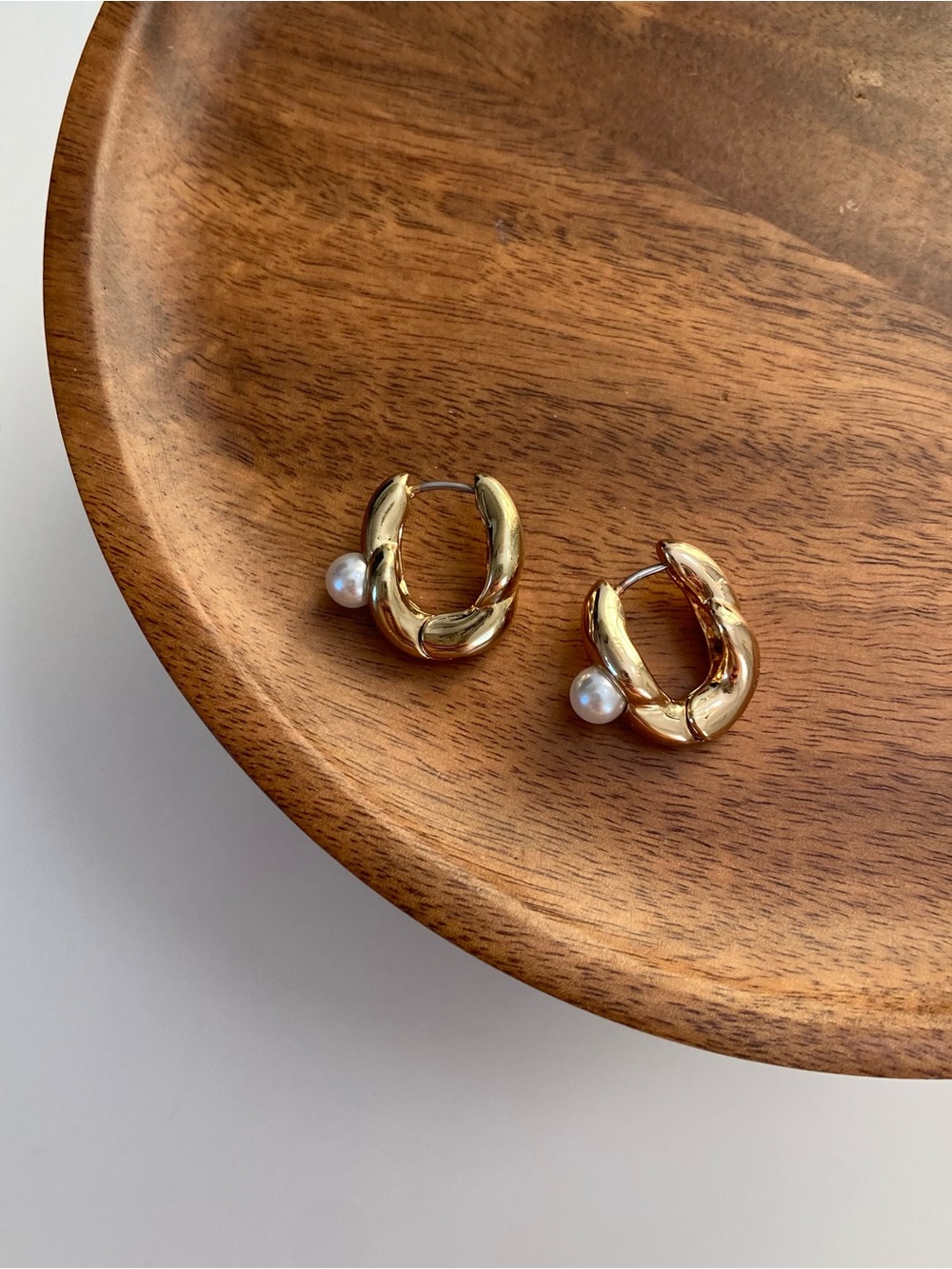 4/$15 Gold Pearl Accent Hoop Earrings
